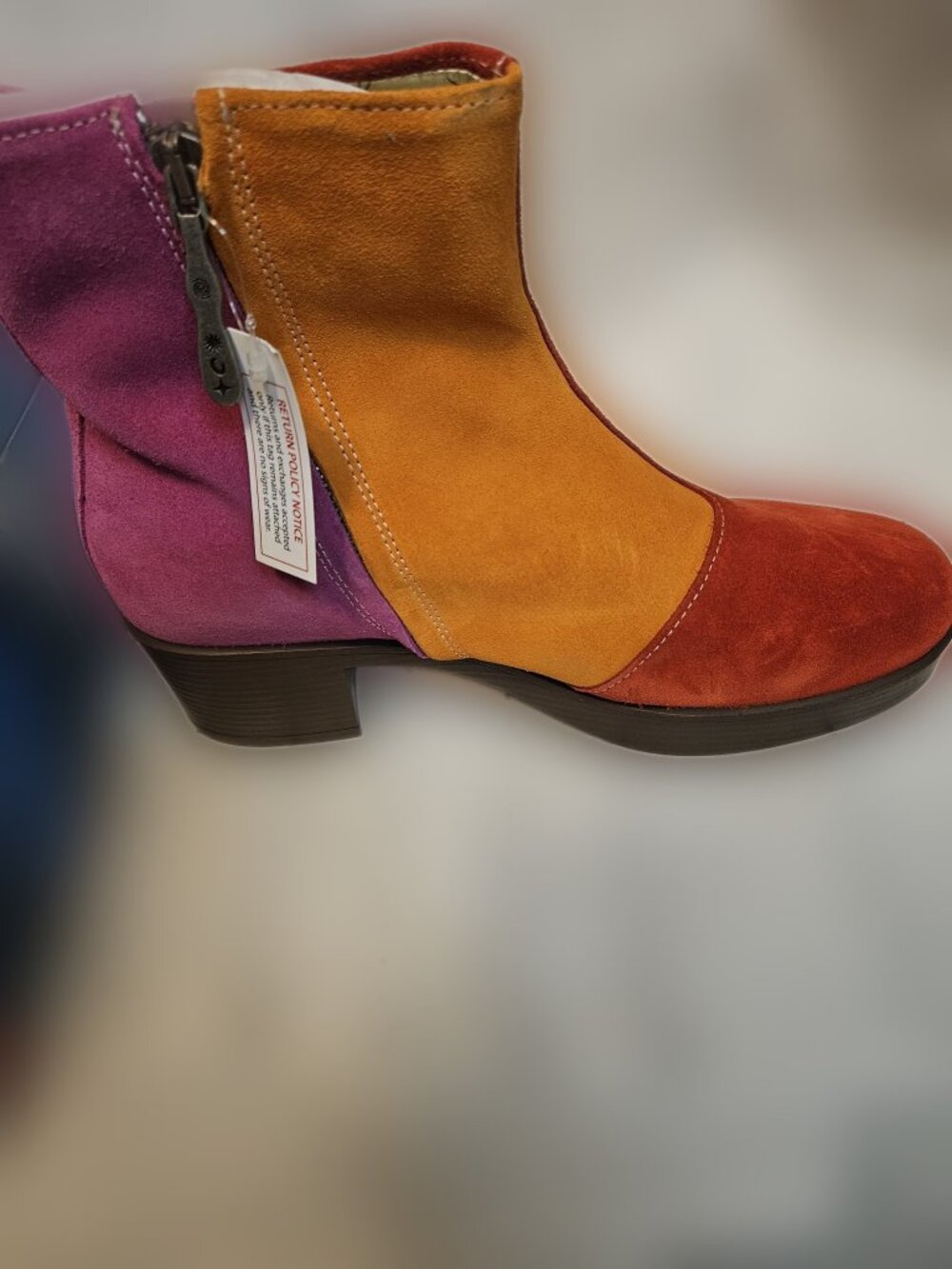 Lazo Luna Boots Womens 10.5 Color Block Suede Vanilla Scented NIB